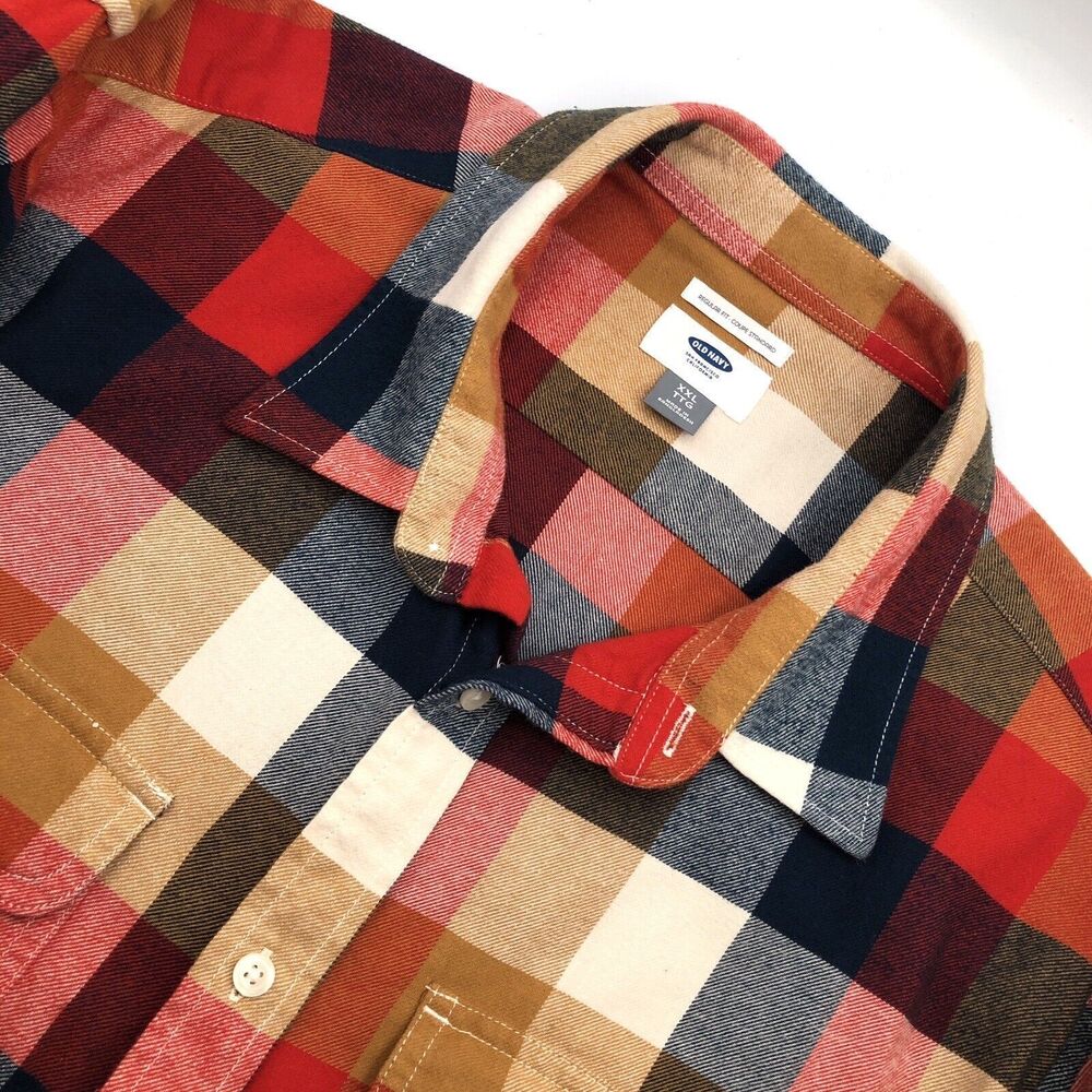 Old Navy Flannel Shirt Mens Size XXL Multicolor Regular Fit All Cotton Country